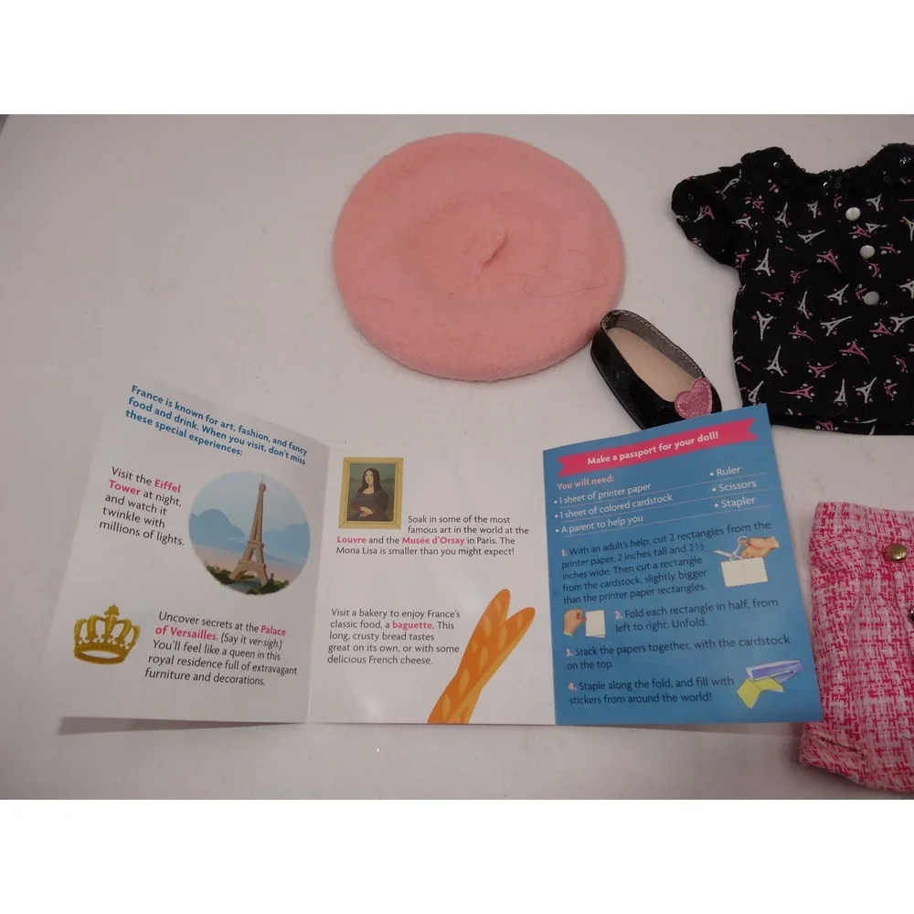 American‎ Girl World Traveler France Outfit Paris Beret Shirt Skirt 2021